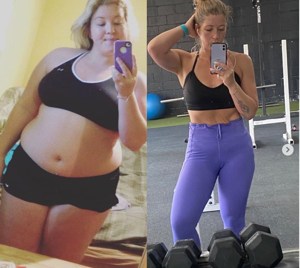Georgia Rose's own fitness journey, more than 120 pounds lost and rebuilt as strength over several years